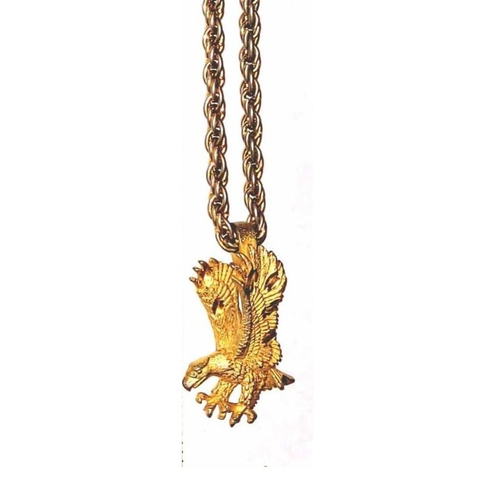Magnificent Vintage Golden Swooping Eagle Pendant On a Beautiful Woven C…